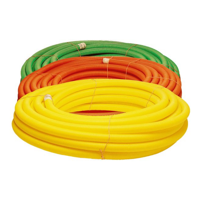Group picture Double walld cable protection pipes coils multicolor