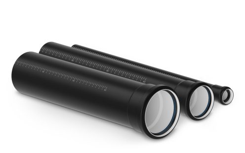 A product photo showing three Master3Plus soil and waste pipes on a white background | Pipelife