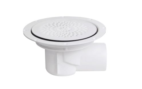 Golvbrunn med sidoutlopp vit