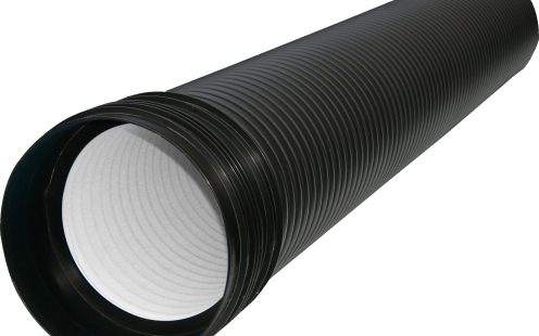 PP Road construction pipe from recycled material Black
