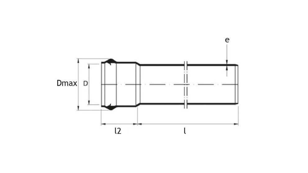 Measurement drawing pipe with socket pvc