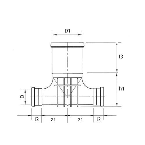 Technical drawing PP rodding tee