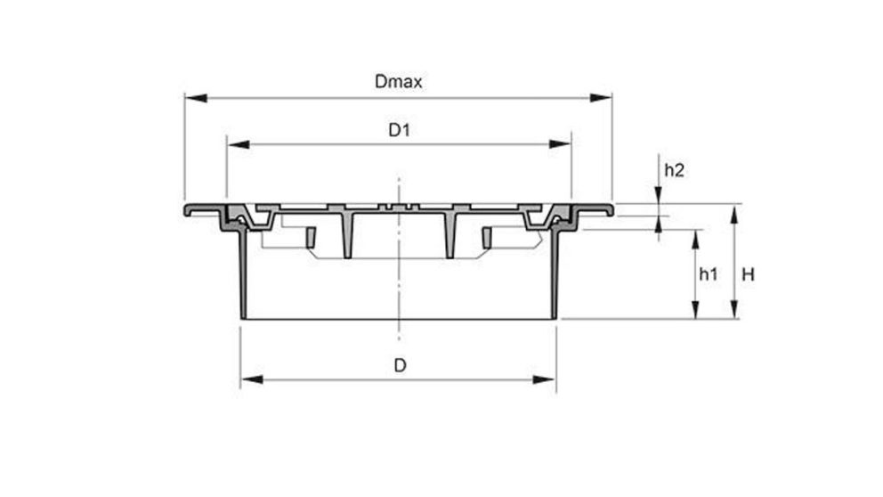 Measurement drawing Cover for cable chamber 600 40 ton
