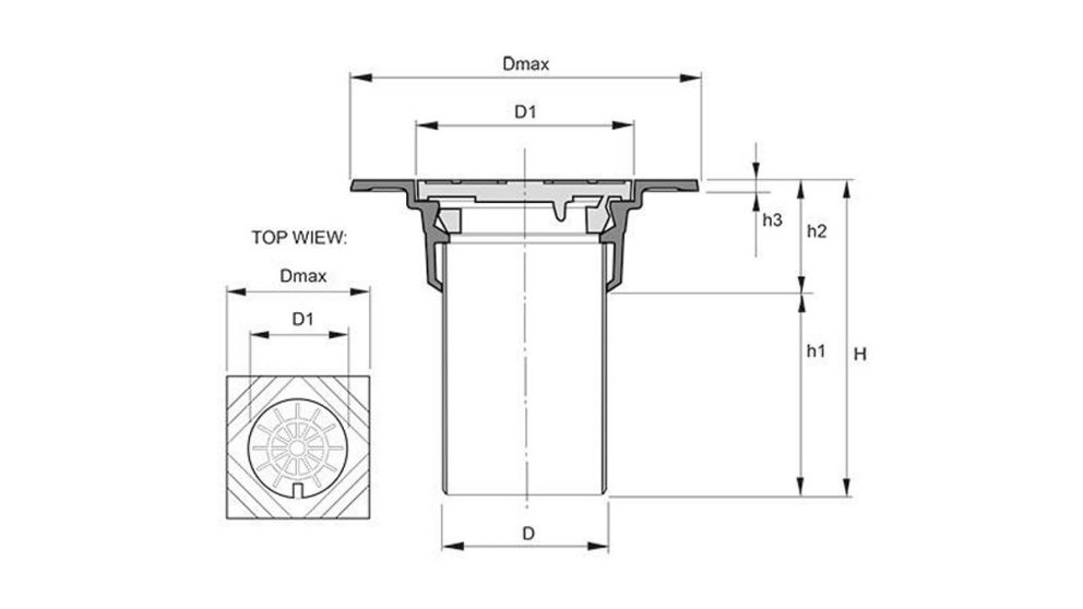 Measurement drawing telescope cover T20 square