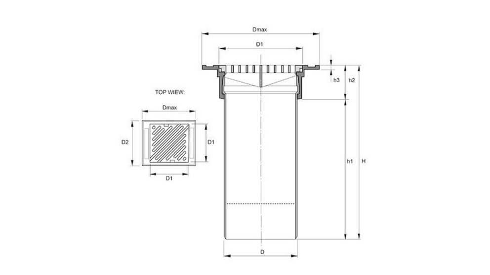 Measurement drawing telescope cover T50 grate cover