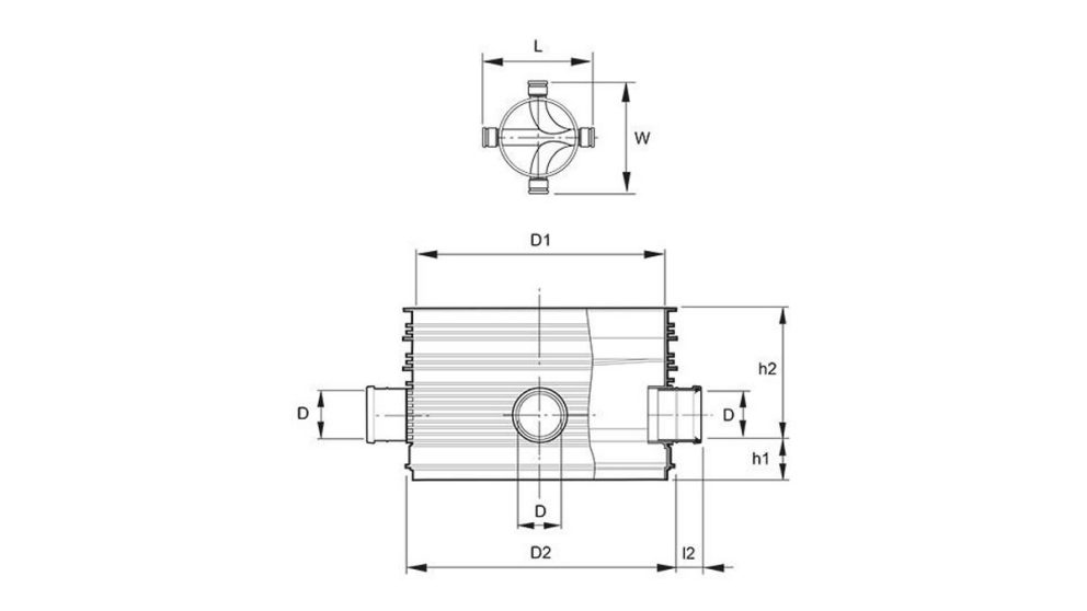 Measurement drawing Polar Pro 1000-160 Chamber 90 gr dubbelavgrenad