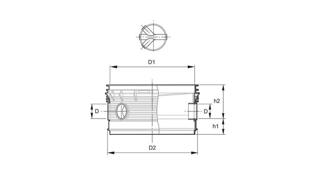 Measurement drawing PRO 1000-200 Straight through base with two side branches 45deg