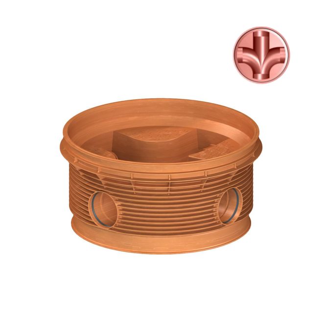 PRO 1000 Straight through base with two side branches 200 90deg Type 2