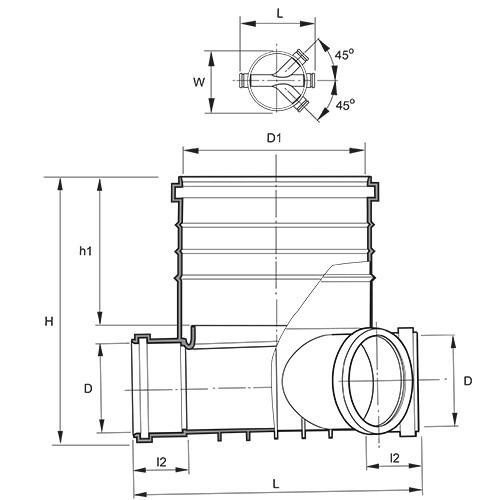Measurement drawing Polar PP insp chamber 400 branched