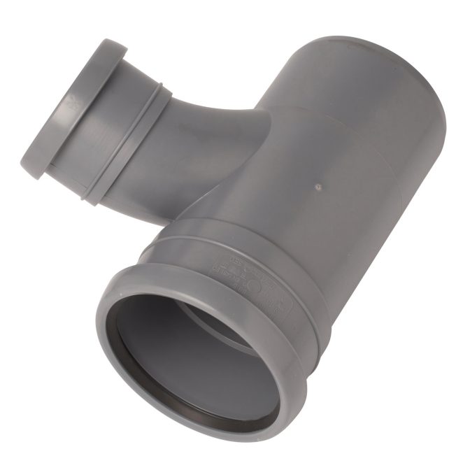 PP Soil long branch 110-75mm 90deg grey Nordic