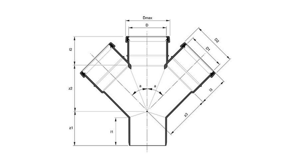 Measurement drawing doubel branch 45gr