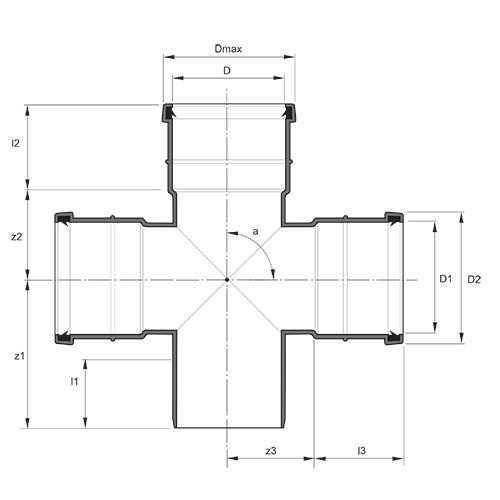 Measurement drawing double branch 90gr