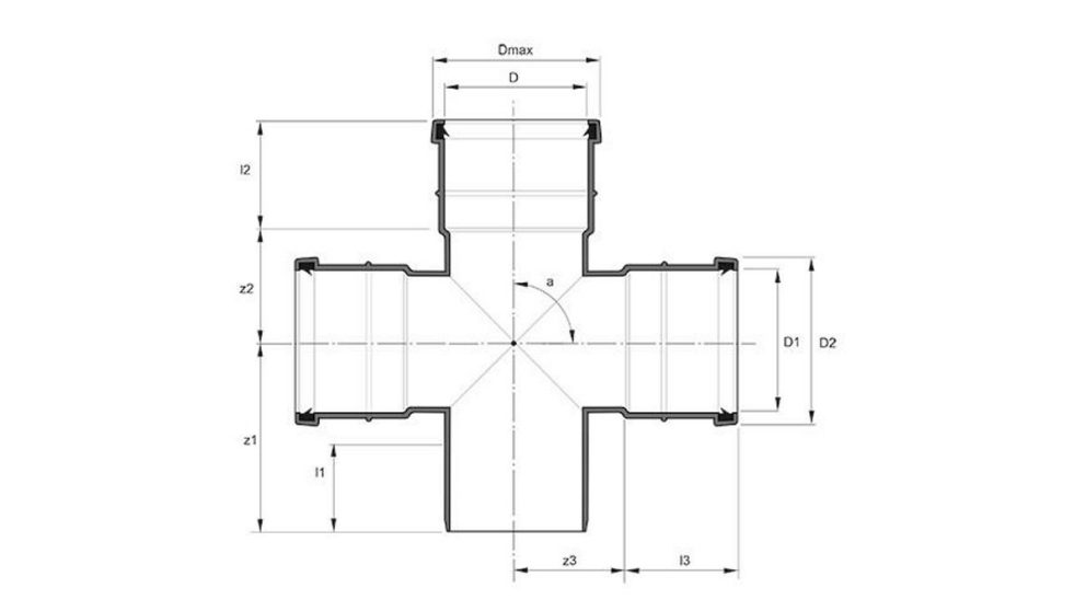 Measurement drawing double branch 90gr