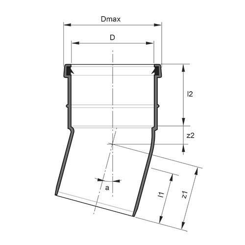 Measurement drawing bend 15gr 1 socket