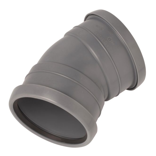 PP Soil bend 110 mm 30deg allsocket grey Nordic