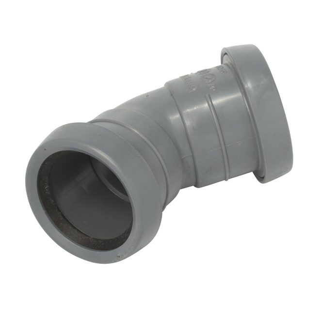 PP Soil bend 50 mm 45deg allsocket grey Nordic