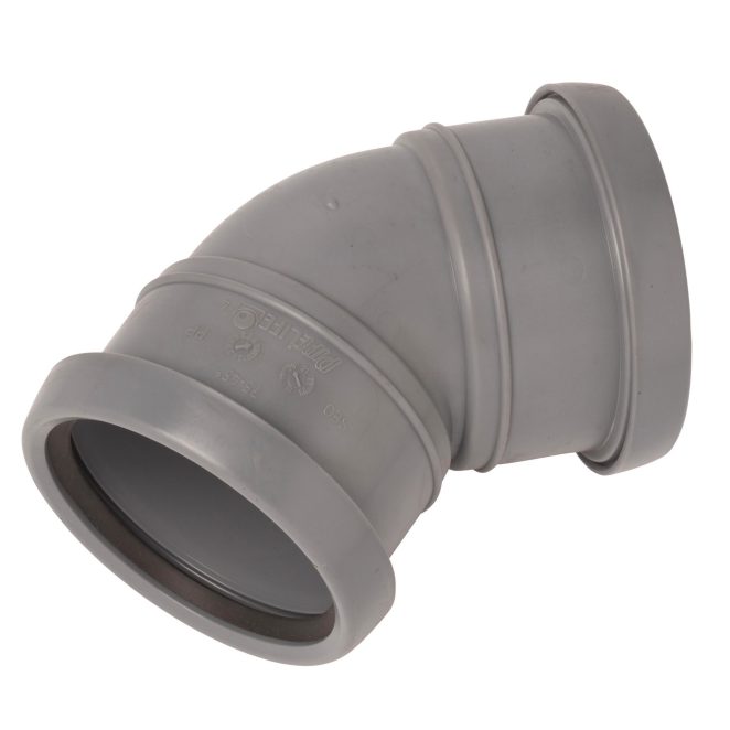 PP Soil bend 75 mm 45deg allsocket grey Nordic