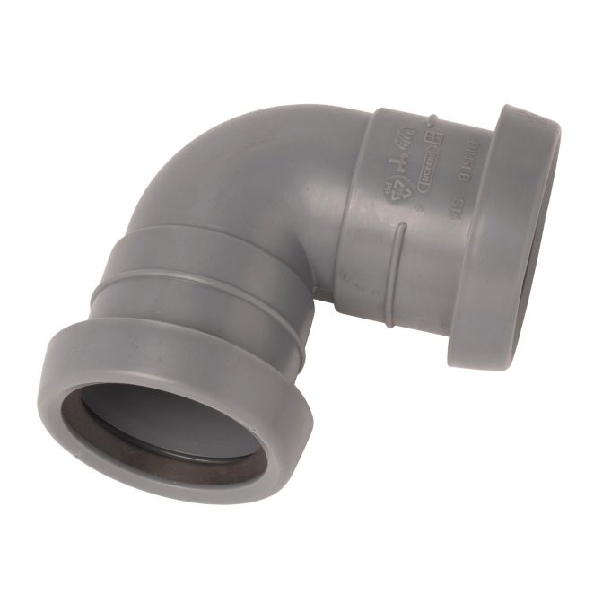 PP Soil bend 50 mm 90deg allsocket grey Nordic
