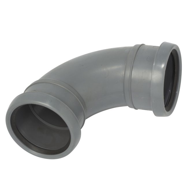 PP Soil long bend 75 mm 90deg allsocket grey Nordic