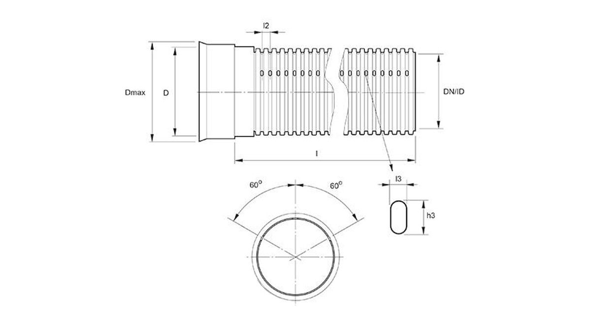 Infra VDR Vägdräneringsrör 110/100 L=6m Toppslits, PE