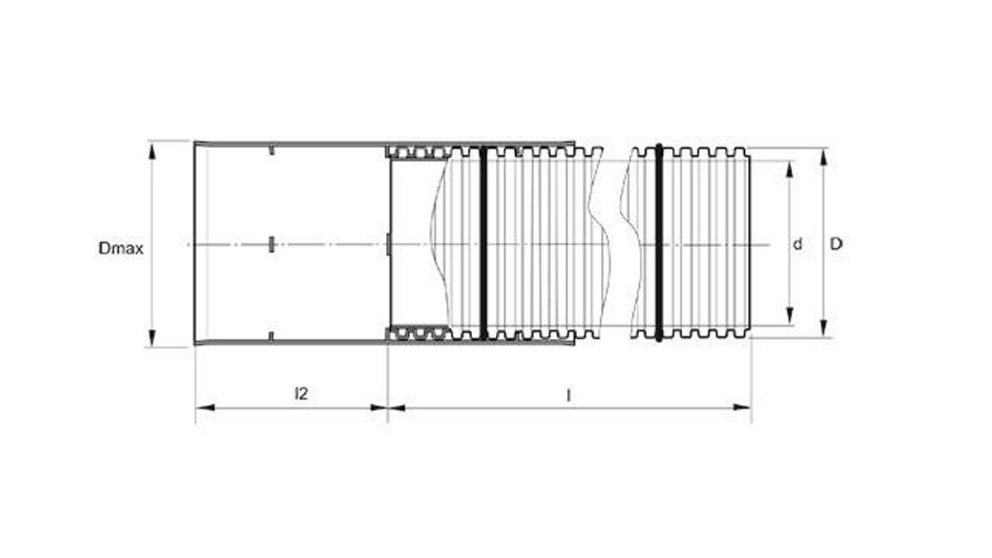 Measurement drawing DW Cable 50-75 with sealing ring