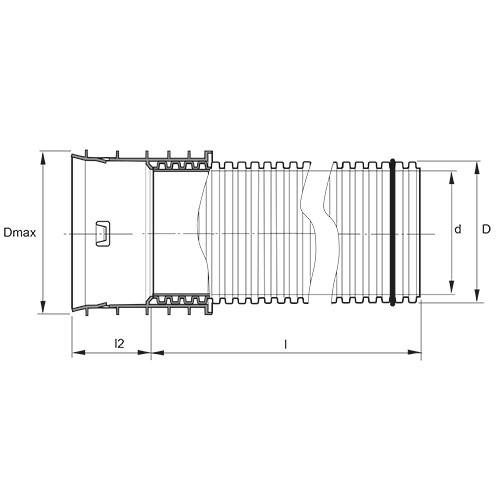 Measurement drawing DW Cable 110-160 with sealing ring