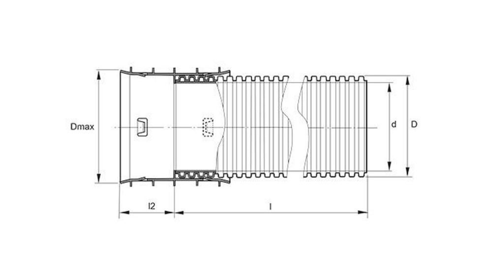 Measurement drawing DW Cable 110-160 without sealing ring