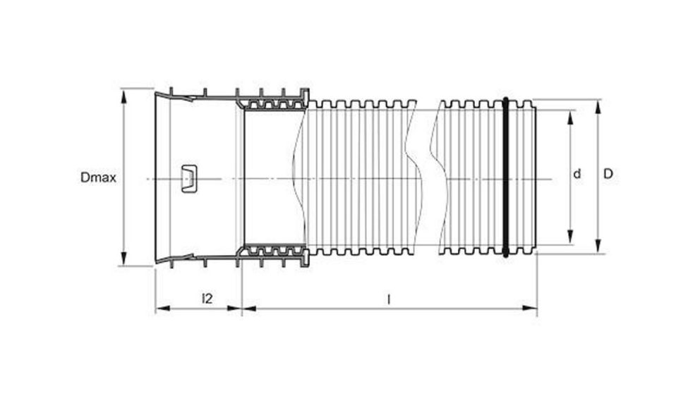 Measurement drawing DW Cable 110-160 with sealing ring