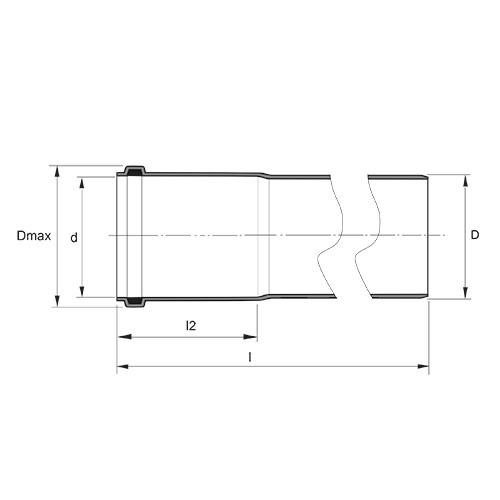 Measurement drawing smooth pipe cable PVC with sealing ring