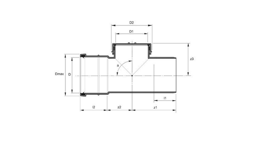 Measurement drawing Access pipe with cover 1 socket