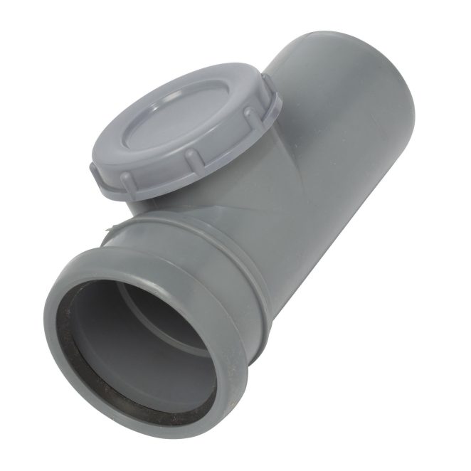 PP Soil access pipe w cover 75mm grey Nordic