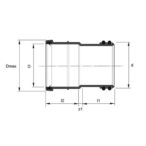 Measurement drawing Substitute socket with seals