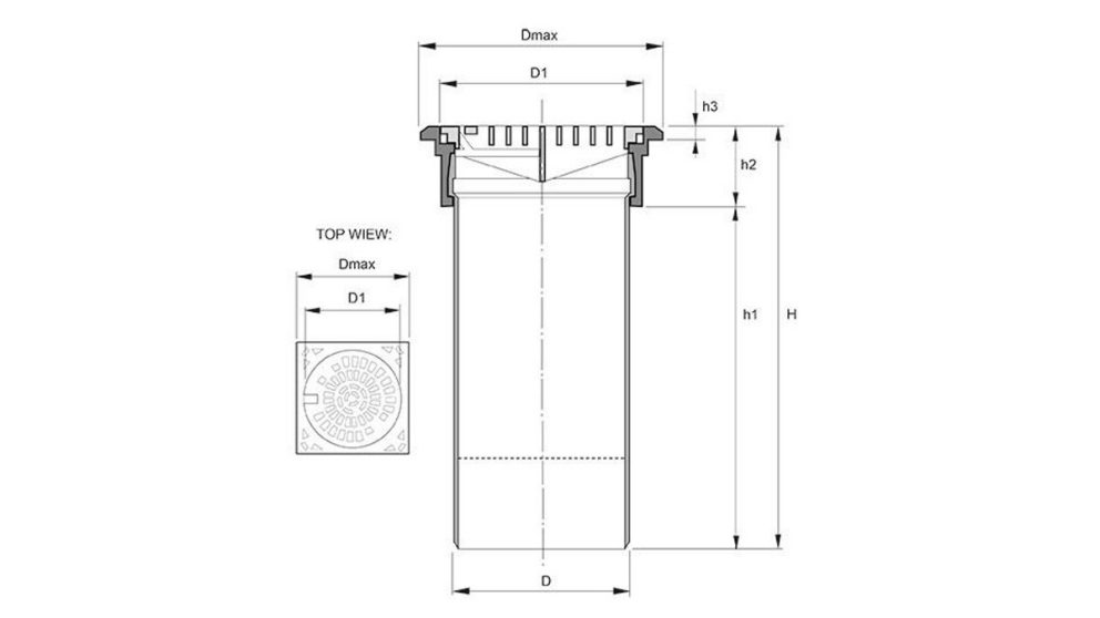 Measurement drawing telescope cover T30 grate cover