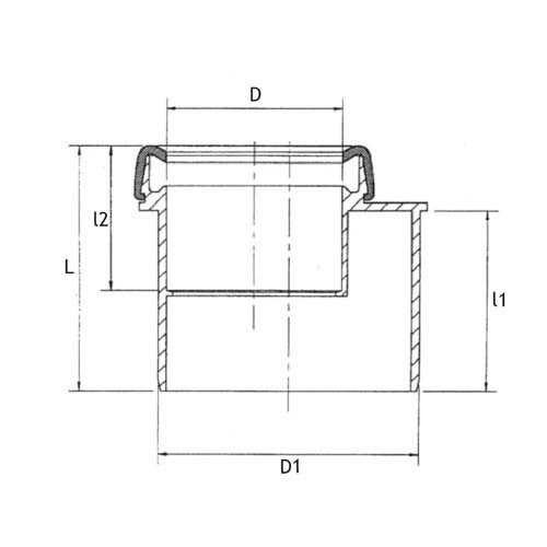 Technical drawing PP soil short reducer Nordic