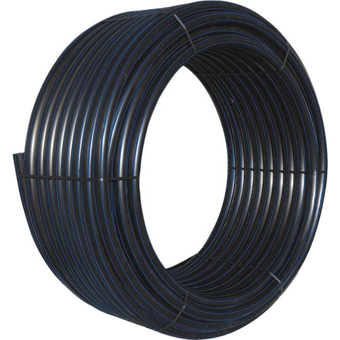 PE100 pressure pipe Optimal sdr17 black  with blue stripe coil
