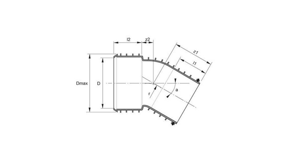 Measurement drawing Pragma bend 15gr 1 socket
