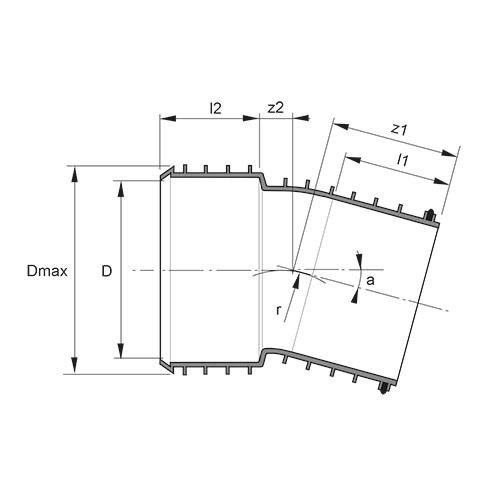 Measurement drawing Pragma bend 30gr 1 socket
