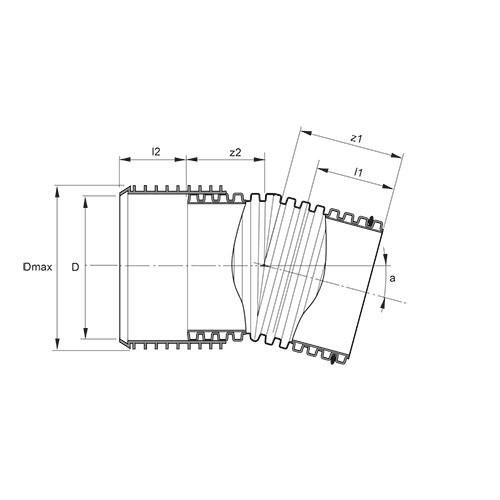 Measurement drawing Pragma bend 15gr 1 socket segment welded