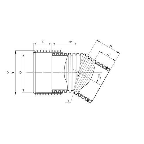 Measurement drawing Pragma bend 30gr 1 socket segment welded
