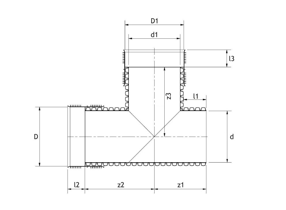 Technical drawing PP pragma/infra branch 90 degrees