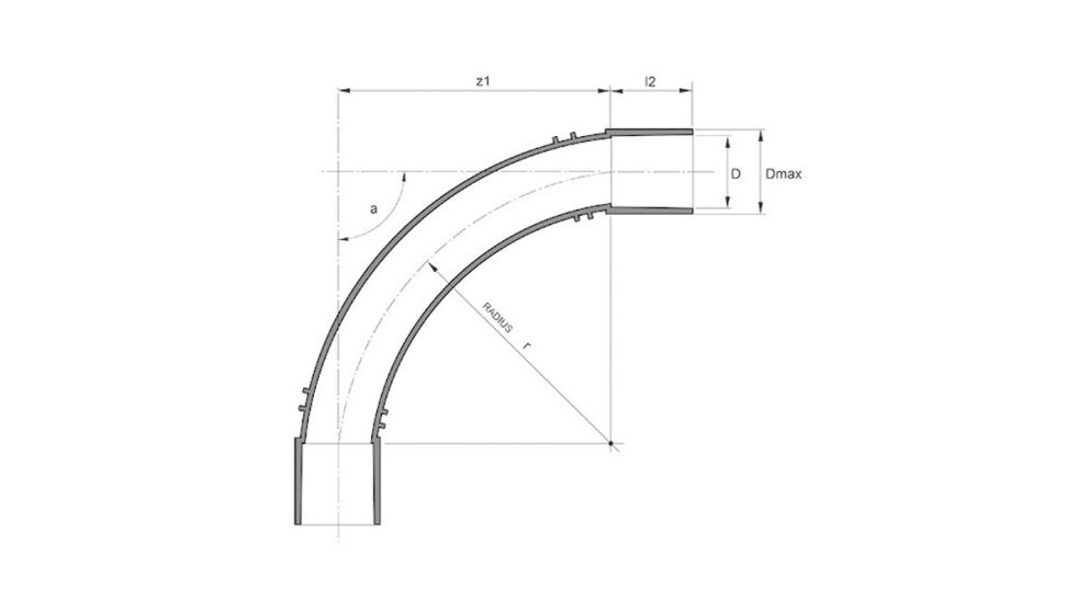 Measurement drawing Halovolt bend