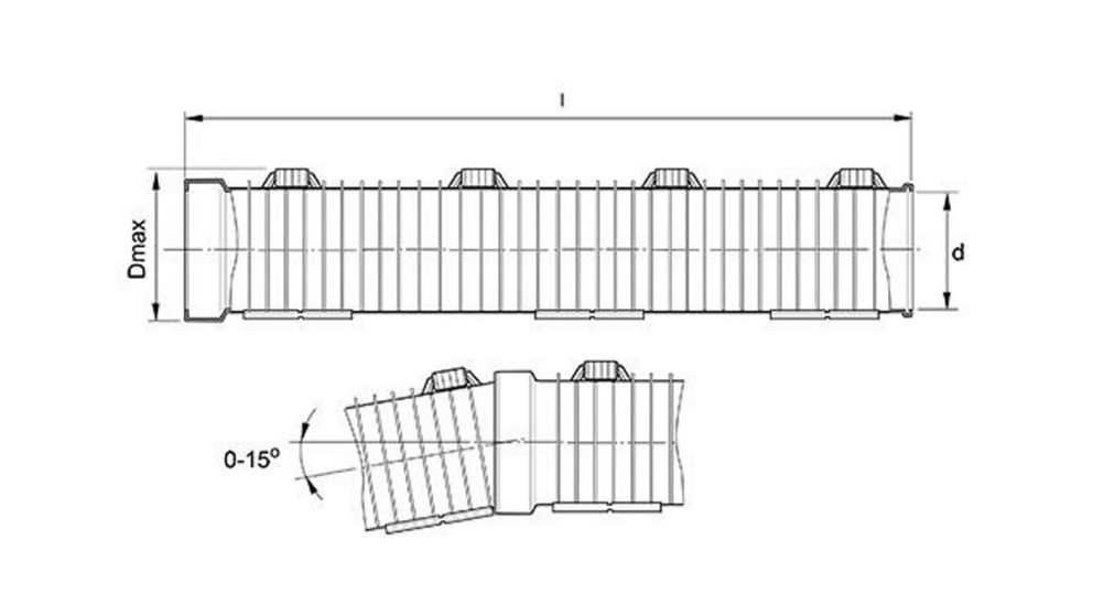 Measurement drawing PP Divio pipe