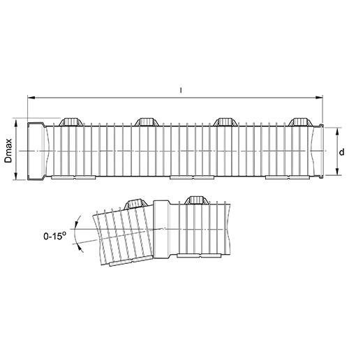 Measurement drawing PP Divio pipe