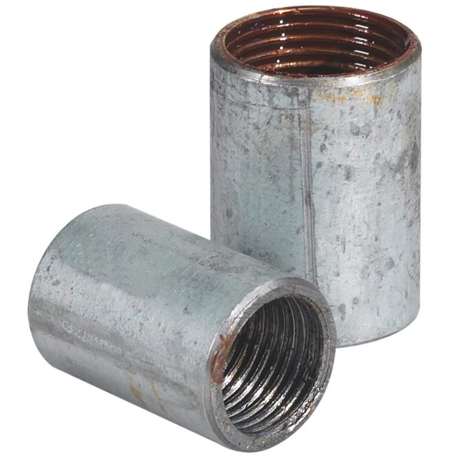 Steel electro galvanized coupler threadded grey