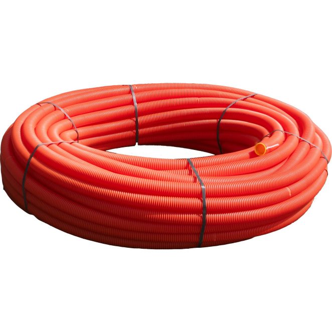 PE corrugated outside smooth inside 50x42 coil tele cable orange