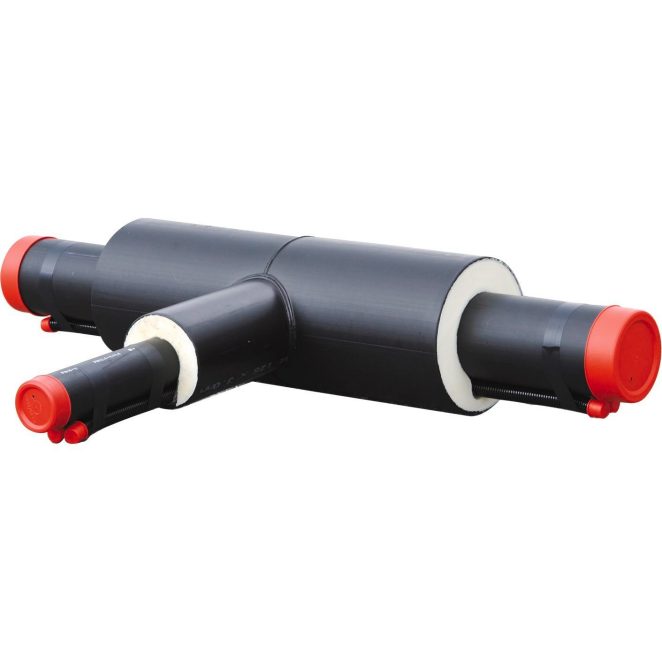 PE pressure tee 90deg with 1 tracer pipe black Isovarm