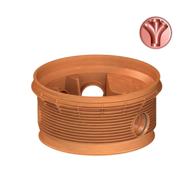 PRO 1000 Straight through base with two side branches 200 45deg Type 2