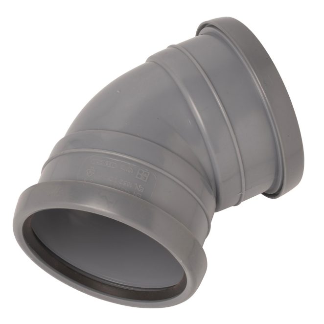 PP Soil bend 110 mm 45deg allsocket grey Nordic