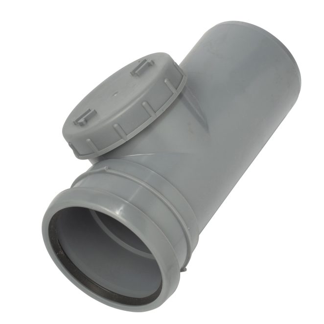 PP Soil access pipe w cover 110mm grey Nordic